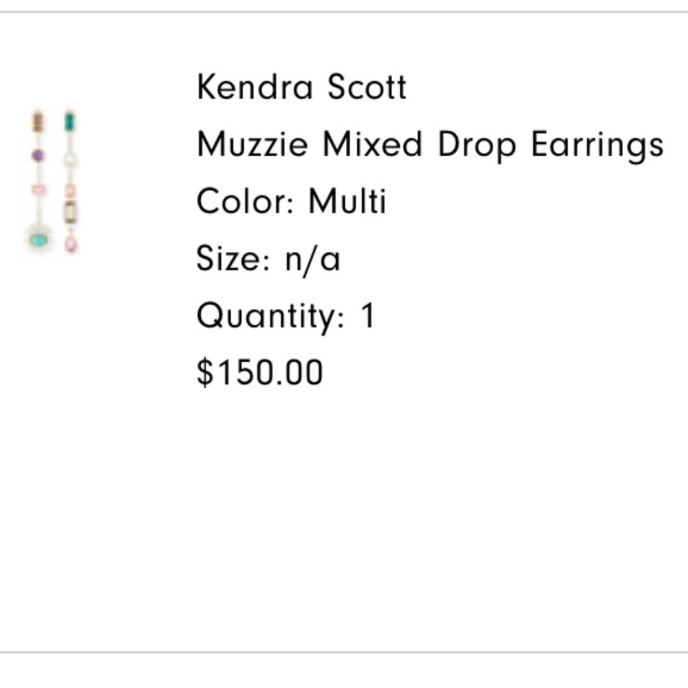 NWOT Kendra Scott Muzzie Mixed Crystal Drop Earrings, Pierced, 14K Gold plated - Picture 10 of 10